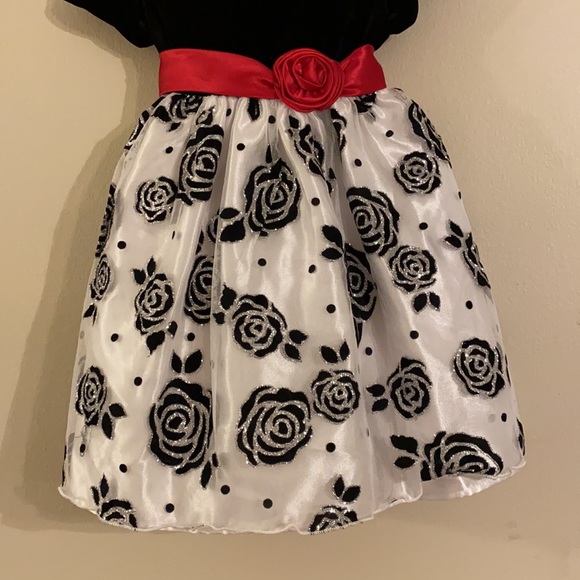 Toddler Girls Formal Holiday Dress, 2T, Black Red Silver White - Picture 3 of 4